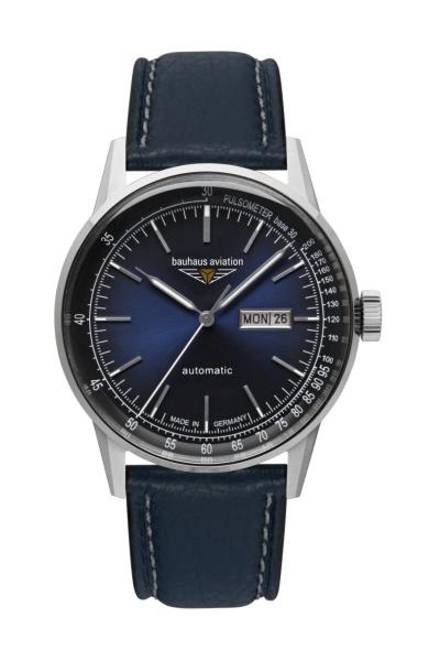 Bauhaus Aviation Herrenuhr Automatik mit Wochentagsanzeige und Lederarmband
